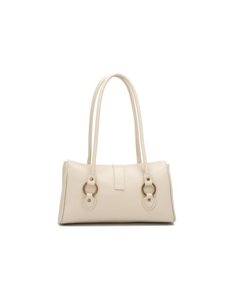 Cremefarbene Schultertasche Zea aus Leder - 30x19x12 cm