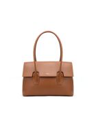 Solenne camel leren schoudertas - 35x26x14 cm