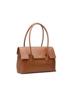 Solenne camel leren schoudertas - 35x26x14 cm