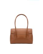 Solenne camel leren schoudertas - 35x26x14 cm