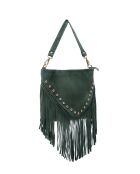 Waldgrüne Schultertasche Cole aus Samt - 29x20x2 cm