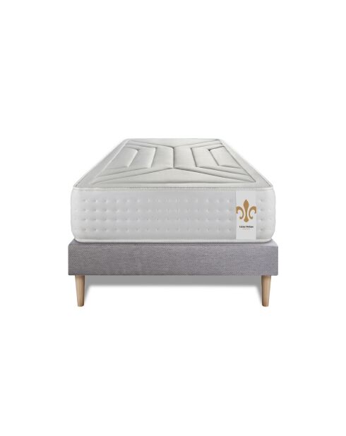 Ensemble Matelas + Sommier Vingt-Quatre blanc/gris - 90x190 cm