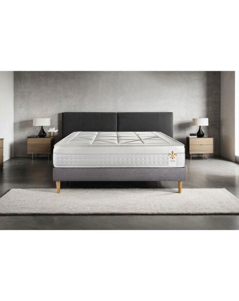 Ensemble Matelas + Sommier Vingt-Huit gris/blanc - 90x190 cm