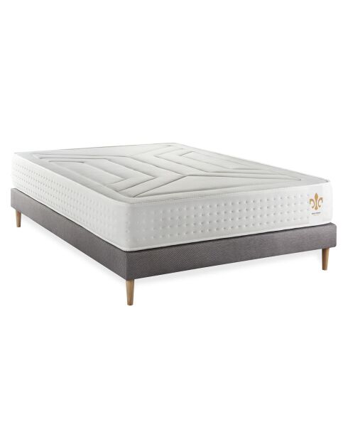 Vierentwintig wit/grijze matras + boxspringset - 140x200 cm