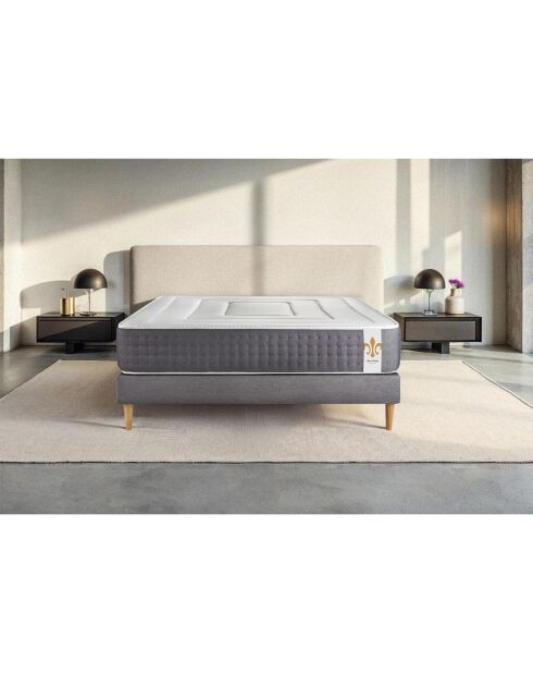 Ensemble Matelas + Sommier Vingt-Six gris/blanc - 140x200 cm