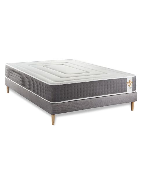 Ensemble Matelas + Sommier Vingt-Six gris/blanc - 160x200 cm