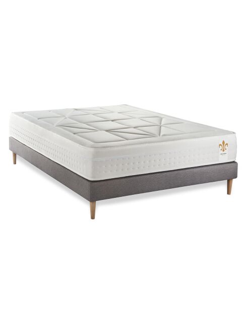 Ensemble Matelas + Sommier Vingt-Huit gris/blanc - 140x200 cm