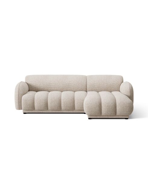 Divano angolare destro Bilbao a 3 posti in beige screziato - 244 x 148 x 73 cm