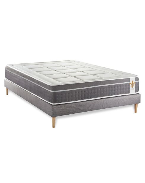 Ensemble Matelas + Sommier Trente gris/blanc - 200x200 cm