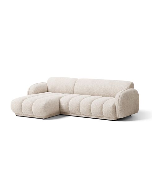 Divano angolare sinistro Bilbao beige screziato a 3 posti - 244 x 148 x 73 cm