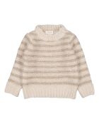 Mariu ecrufarbener Rundhalsausschnitt und Lurex-Pullover