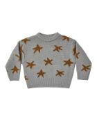 Grauer Stern-Pullover mit Rundhalsausschnitt