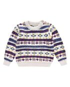 Lounis ecru jacquard trui met ronde hals