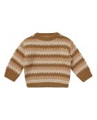 Maglione girocollo Aspen a righe ocra a nido d'ape