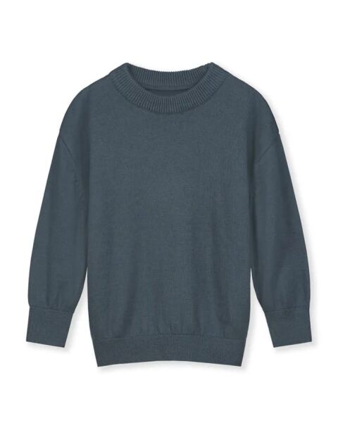 Wollpullover mit Rundhalsausschnitt in feinem Blaugrau