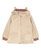 Parka reversibile in cotone color caramello stile pelliccia