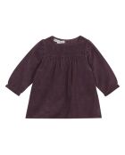 Korte jurk van geribbeld katoen in aubergine