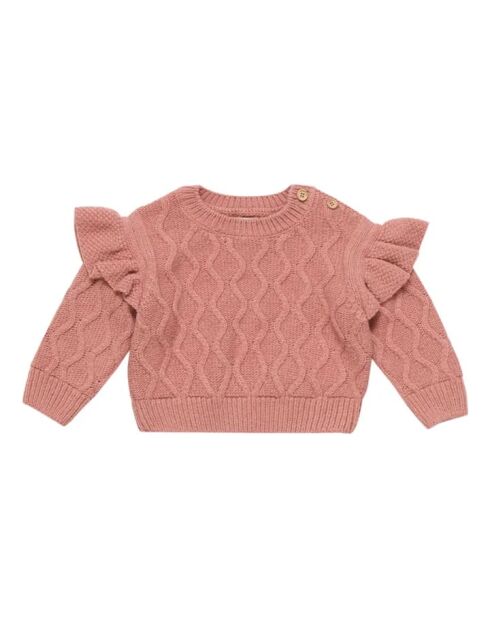 Maglione girocollo fantasia rosa antico