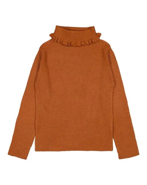 Maglione dolcevita Aline color caramello a costine