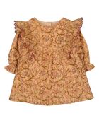 Abito corto Alaia beige a fiori in cotone lurex