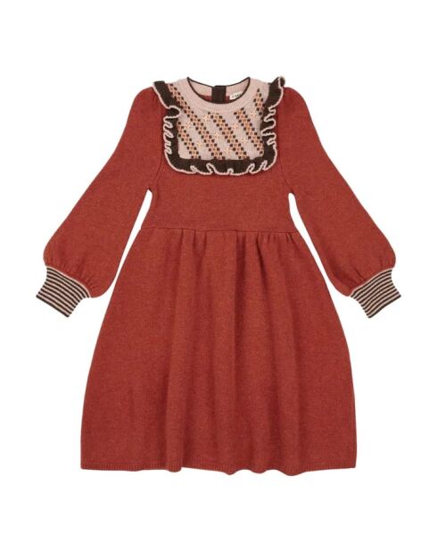 Abito corto in merino arrugginito Nightingale
