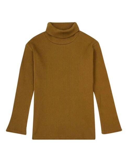 Bronzefarbener Rollkragenpullover aus Baumwolle