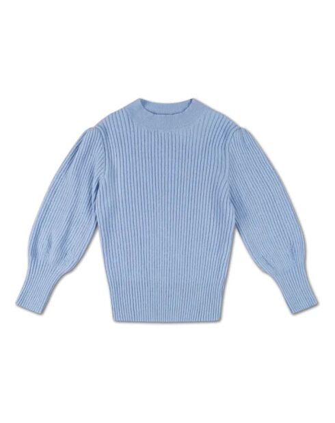 Maglia girocollo in cotone celeste