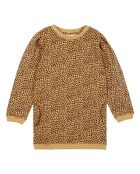 Abito corto in felpa leopardata color cammello