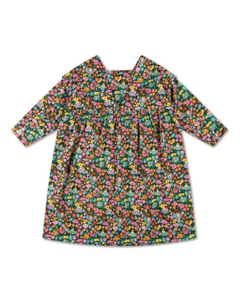 Dunkelgrünes kurzes Baumwollkleid Liberty
