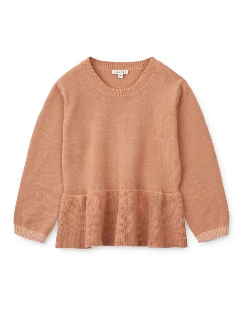 Rosafarbener Baumwollpullover mit Rundhalsausschnitt Esme