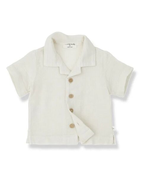 Camicia David ecru in cotone a manica corta