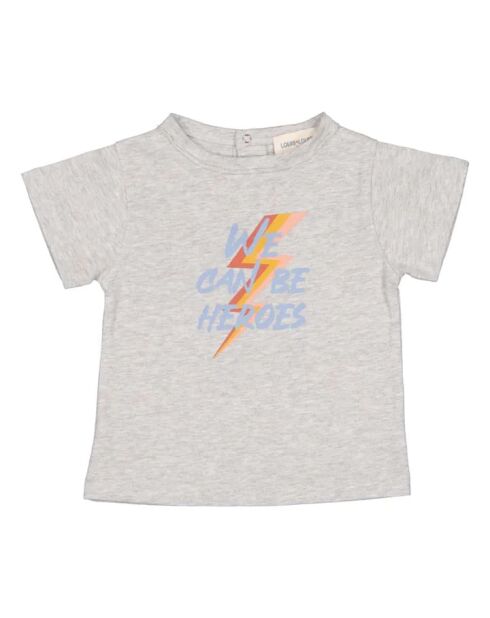 T-shirt da bambino Tom Heroes a manica corta in cotone grigio melange
