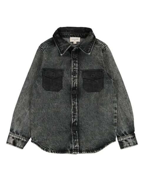 Camicia Leonard nera a manica lunga in cotone