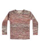 T-shirt a maniche lunghe a costine rosa Spacedye