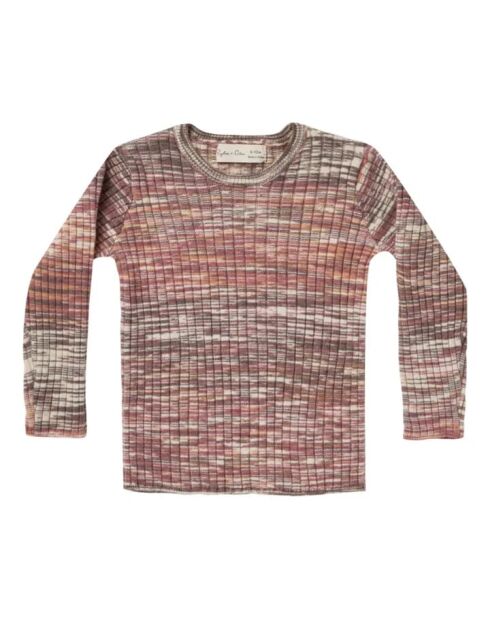 T-shirt a maniche lunghe a costine rosa Spacedye