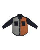 Lois marineblaues Baumwollhemd mit langen Ärmeln und Patchwork