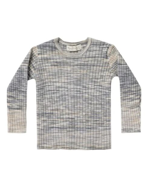 T-shirt a maniche lunghe a costine blu Spacedye