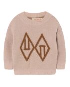 Graphic Bull effen beige trui met ronde hals