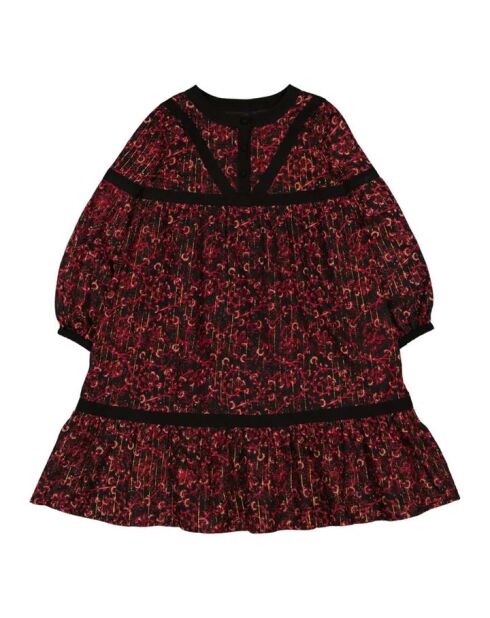 Abito lungo nero Calice in lurex floreale in cotone