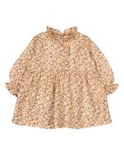 Kurzes Baumwollkleid Ida mit ecrufarbenem Blumenmuster