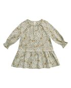 Kurzes Baumwollkleid mit meergrünen Blumen