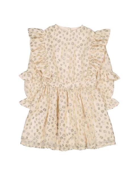 Olympia goldfarbenes Lurex-Leoparden-Partykleid