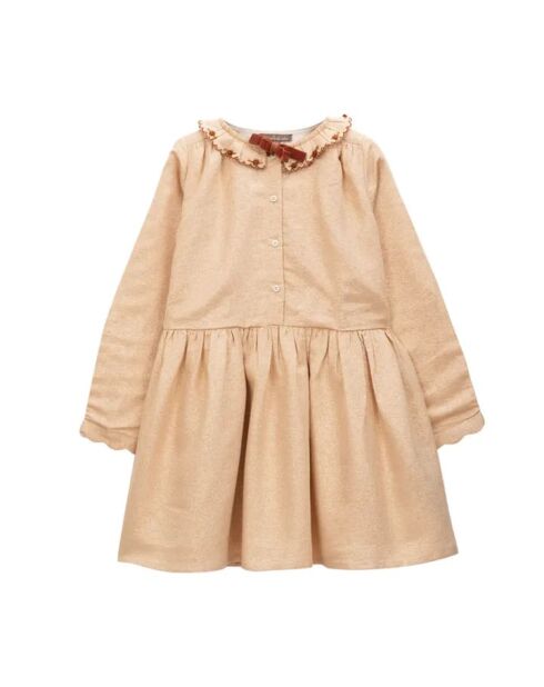 Abito corto in cotone lurex dorato