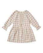Cremefarbenes kariertes kurzes Baumwollkleid Sadie