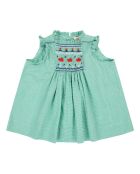 Grünes kariertes kurzes Baumwollkleid Moringa