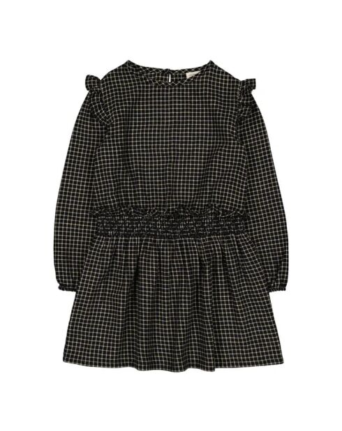 Abito corto in cotone scozzese nero Uma