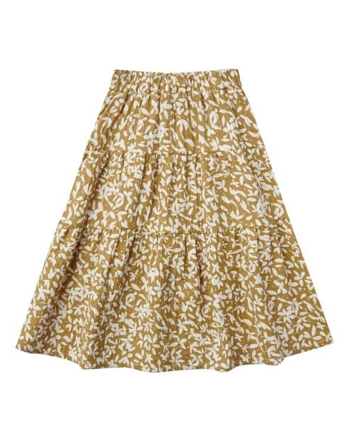 Gonna midi lunga Dolly ocra in cotone