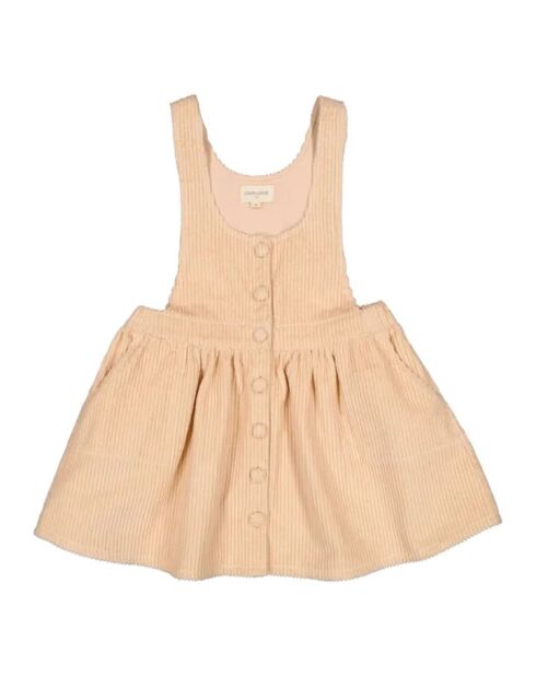 Abito in cotone con grembiule corto a costine beige Solia