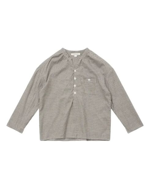 Camicia Adonis in cotone scozzese a maniche lunghe color cioccolato