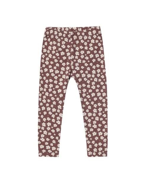 Leggings in cotone con fiori di prugna